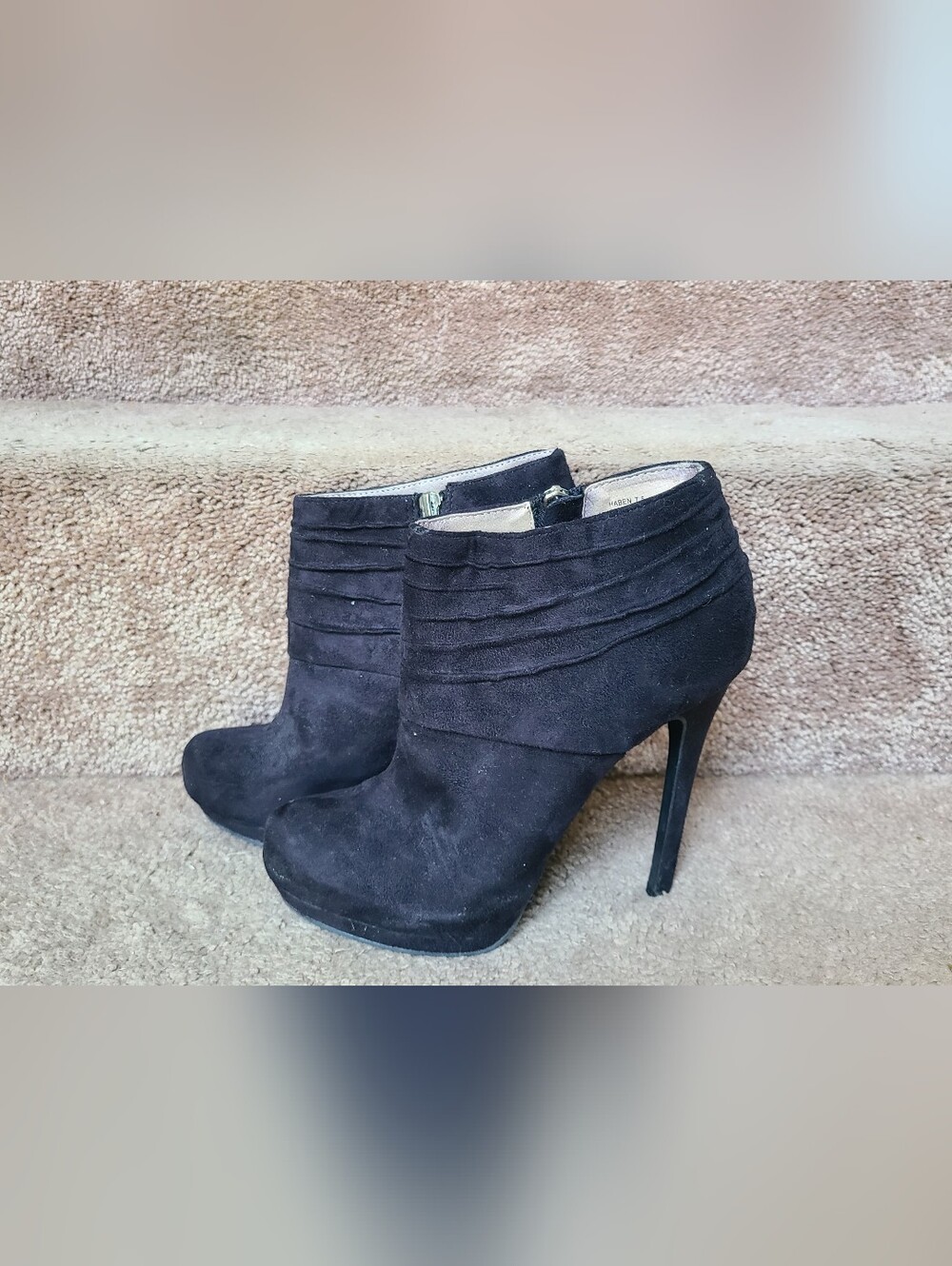 Women's Black Faux Suede Stiletto Ankle Boots 7.5